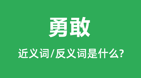 英勇的近义词和反义词是甚么,英勇是甚么意义