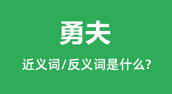 勇夫的近义词和反义词是甚么,勇夫是甚么意义