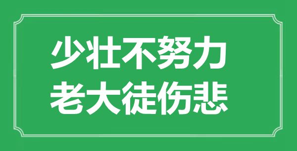 “少壮不尽力，老迈徒伤悲”的意义是甚么,来由是哪首诗