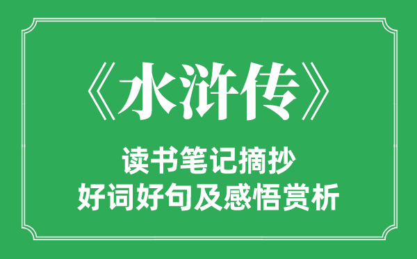 《水浒传》念书条记摘抄,水浒传好词好句及感悟赏析