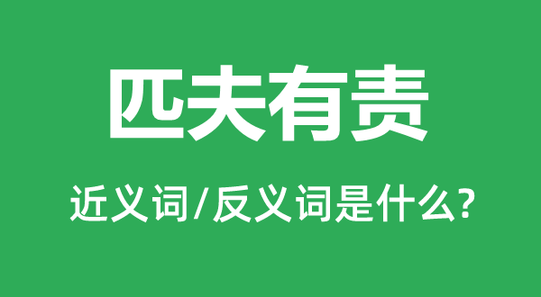 匹夫有责的近义词和反义词是甚么,匹夫有责是甚么意义