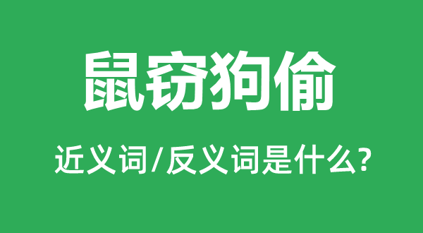 鼠窃狗偷的近义词和反义词是甚么,鼠窃狗偷是甚么意义