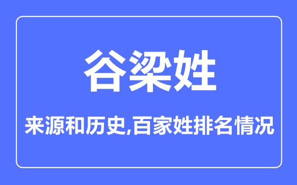 谷梁姓的来历和汗青,谷梁姓在百家姓排名第几？