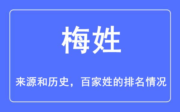 梅姓的来历和汗青,梅姓在百家姓排名第几？