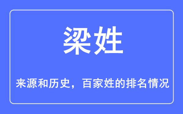 梁姓的来历和汗青,梁姓在百家姓排名第几？