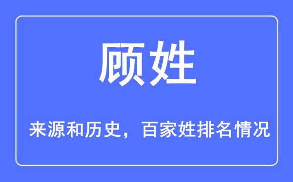 顾姓的来历黄汗青,顾姓在百家姓排名第几？