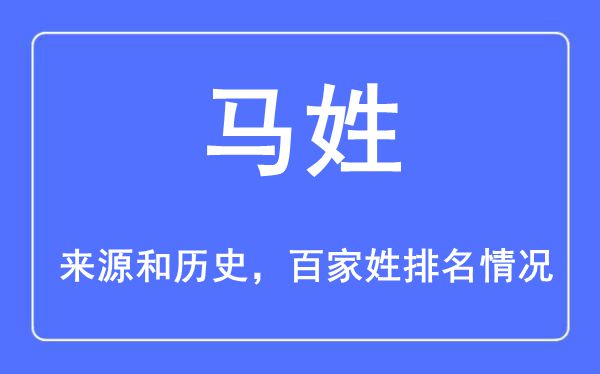 马姓的来历黄汗青,马姓在百家姓排名第几？