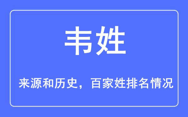 韦姓的来历黄汗青,韦姓在百家姓排名第几？