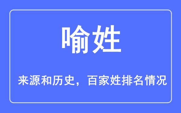 喻姓的来历黄汗青,喻姓在百家姓排名第几？