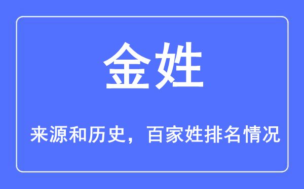 金姓的来历黄汗青,金姓在百家姓排名第几？