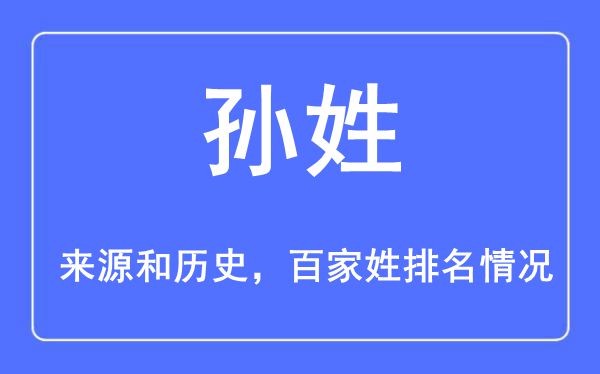 孙姓的来历黄汗青,孙姓在百家姓排名第几？