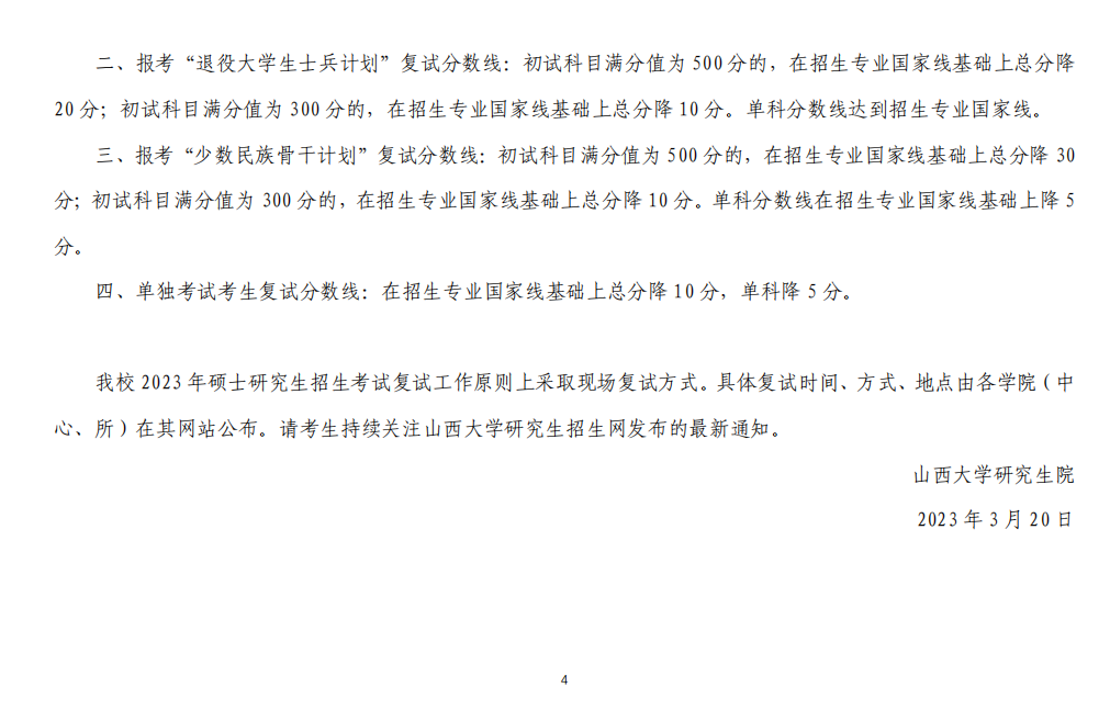 2023年山西大学研讨生分数线,山西大学考研分数线（含2022-2023年）