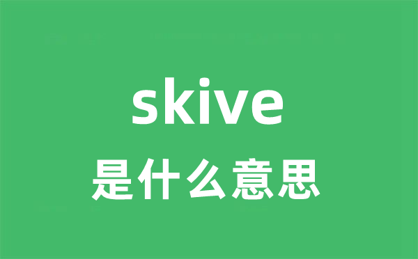 skive是甚么意义