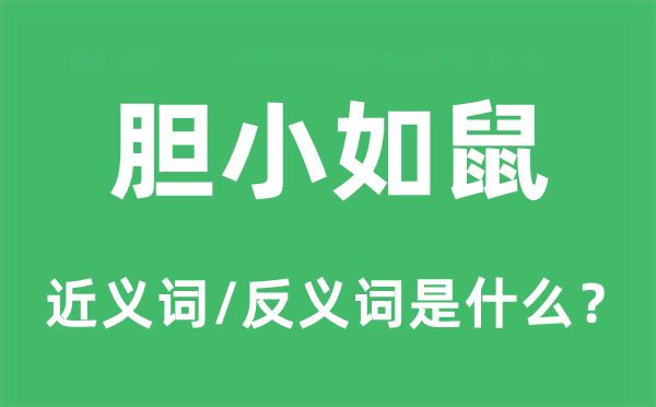 怯懦如鼠的近义词和反义词是甚么,怯懦如鼠是甚么意义