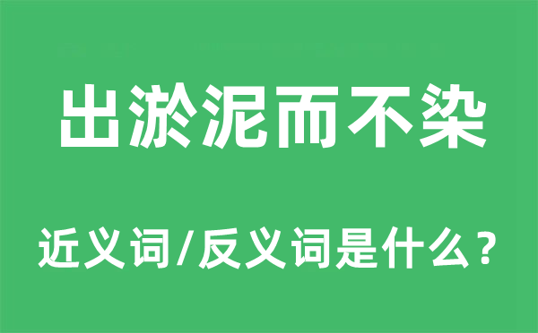出淤泥而不染的近义词和反义词是甚么,出淤泥而不染是甚么意义