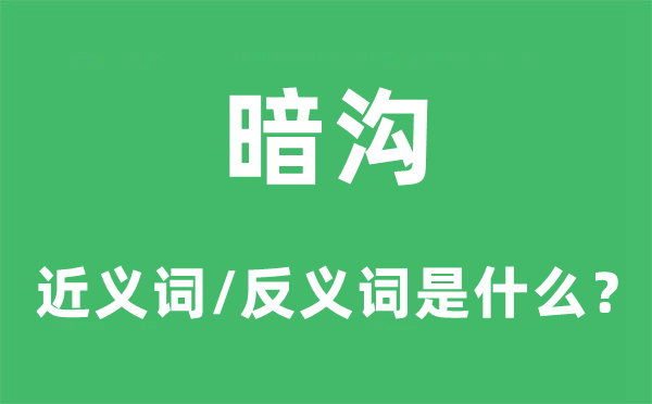 阴沟的近义词和反义词是甚么,阴沟是甚么意义