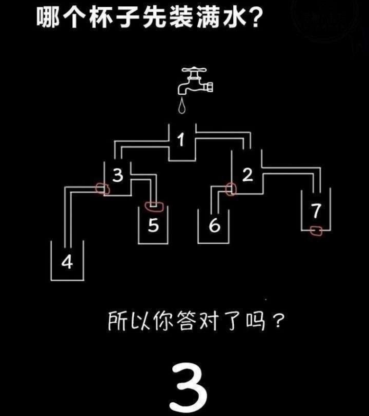 哪一个杯子先装满水谜底