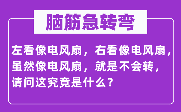 脑子急转弯：左看像电电扇，右看像电电扇，固然像电电扇，便是不会转，叨教这事实是甚么？