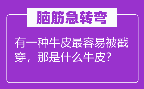 脑子急转弯：有一种牛皮最轻易被揭穿，那是甚么牛皮？