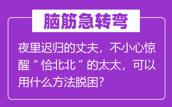 脑子急转弯：夜里迟归的丈夫，不谨慎惊醒“恰北北”的太太，能够用甚么方式脱困？