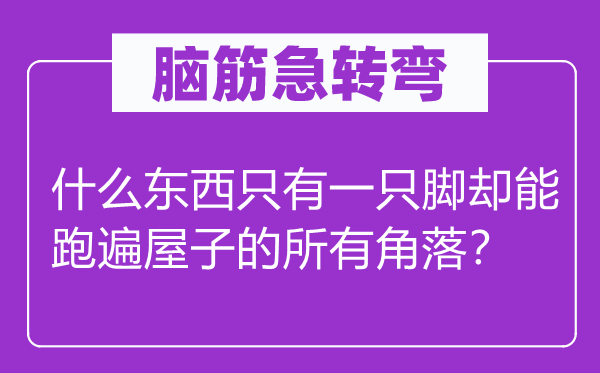 脑子急转弯：甚么东西只要一只脚却能跑遍房子的一切角落？