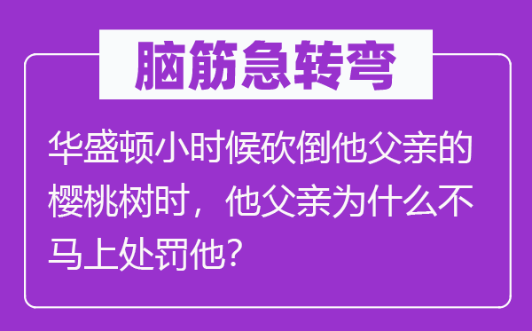 脑子急转弯：华盛顿小时辰砍倒他父亲的樱桃树时，他父亲为甚么不顿时惩罚他？