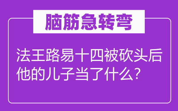 脑子急转弯：法王路易十四被砍头后他的儿子当了甚么？