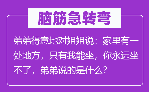 脑子急转弯：弟弟满意地对姐姐说：家里有一处处所，只要我能坐，你永久坐不了，弟弟说的是甚么？