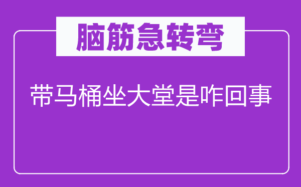 脑子急转弯：带马桶坐大堂是咋回事