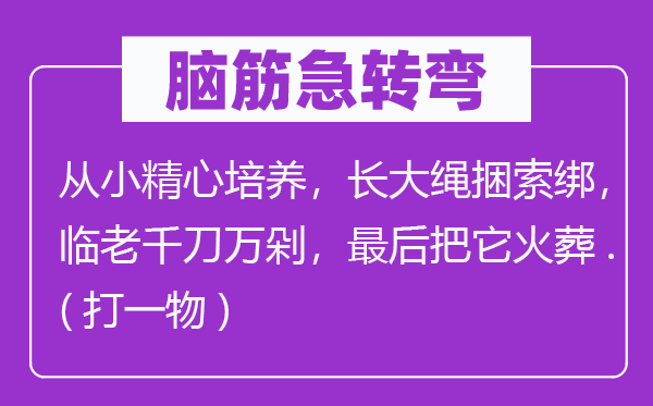 脑子急转弯：从小经心培育，长大绳捆索绑，临翻戏刀万剁，最初把它火化.(打一物)