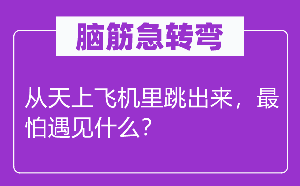 脑子急转弯：从天上飞机里跳出来，最怕碰见甚么？