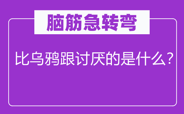脑子急转弯：比乌鸦跟厌恶的是甚么？
