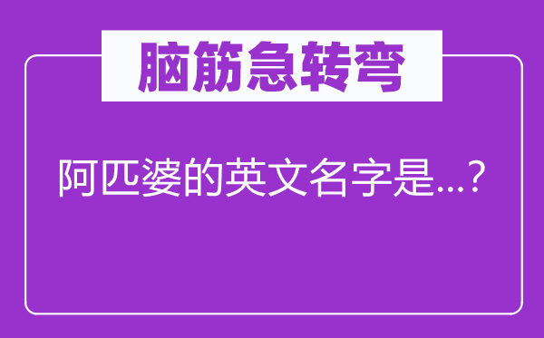 脑子急转弯：阿匹婆的英文名字是...？