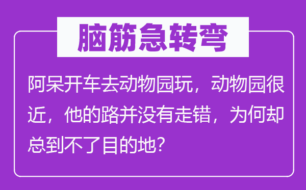 脑子急转弯：阿呆开车去植物园玩，植物园很近，他的路并不走错，为甚么却总到不了目标地？