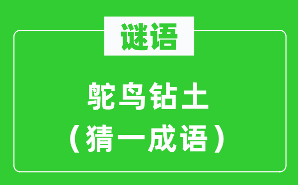 谜语：鸵鸟钻土（猜一针言）
