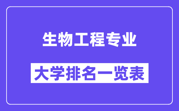 天下生物工程专业大学排名一览表（最新排行榜）