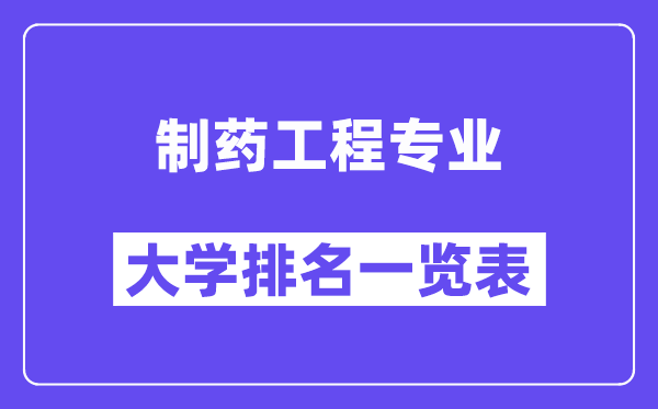 天下制药工程专业大学排名一览表（最新排行榜）