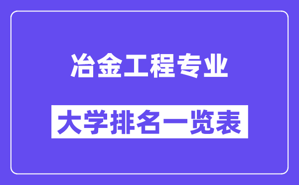 天下冶金工程专业大学排名一览表（最新排行榜）