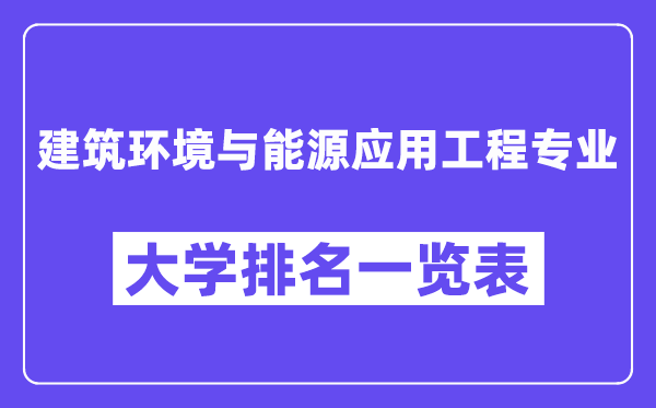 天下修建环境与动力利用工程专业大学排名一览表（最新排行榜）