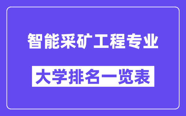 天下智能采矿工程专业大学排名一览表（最新排行榜）
