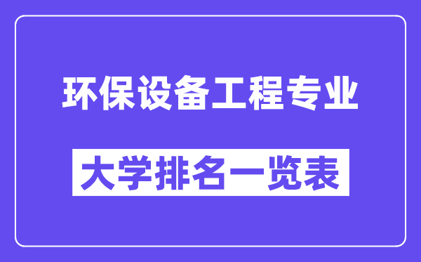 天下环保装备工程专业大学排名一览表（最新排行榜）