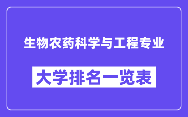 天下生物农药迷信与工程专业大学排名一览表（最新排行榜）