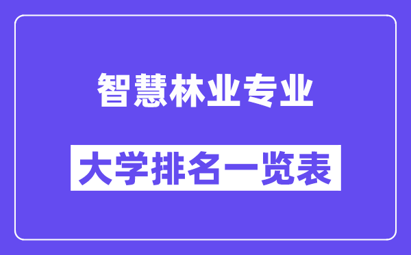 天下聪明林业专业大学排名一览表（最新排行榜）