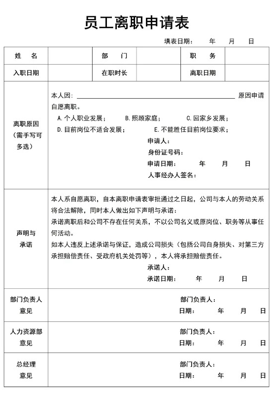 告退请求书怎样写,员工告退请求书格局及范文模板