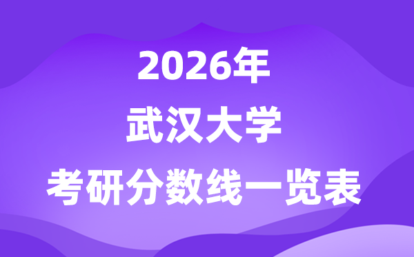武汉大学2026考研分数线一览表（含2025武大复试线）