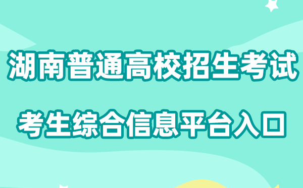 2026年湖南省通俗高校招生测验考生综合信息平台进口
